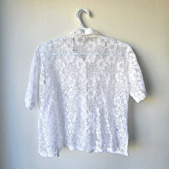 White Lace Button Up Shirt Generation Gap - Picture 4 of 6
